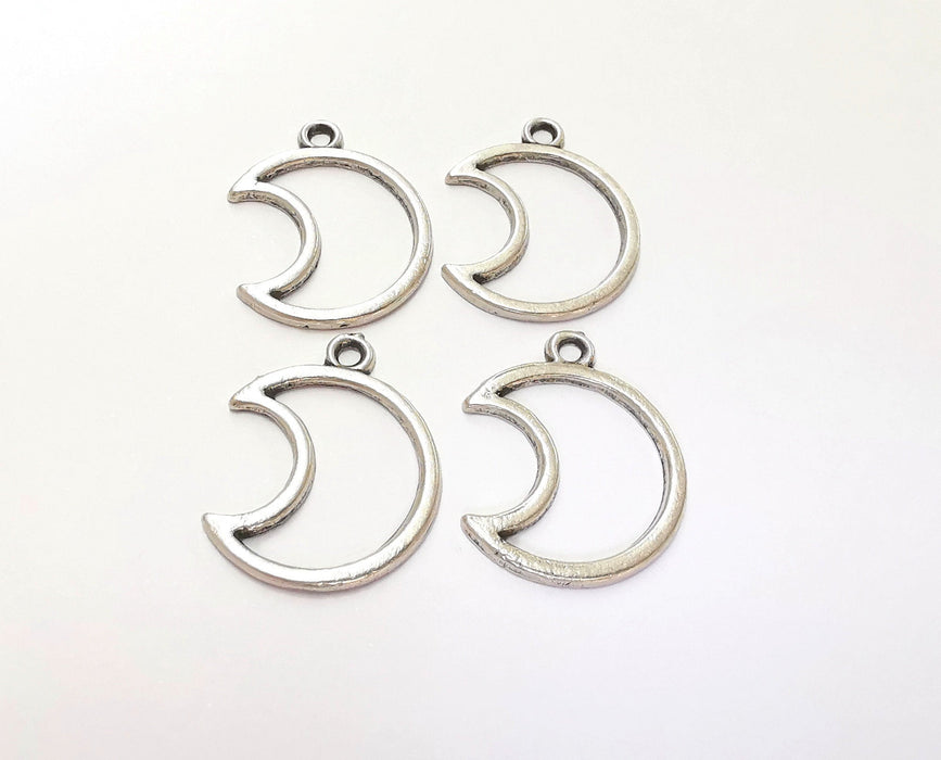 6 Moon Charms Antique Silver Plated Charms (26x20mm) G21808