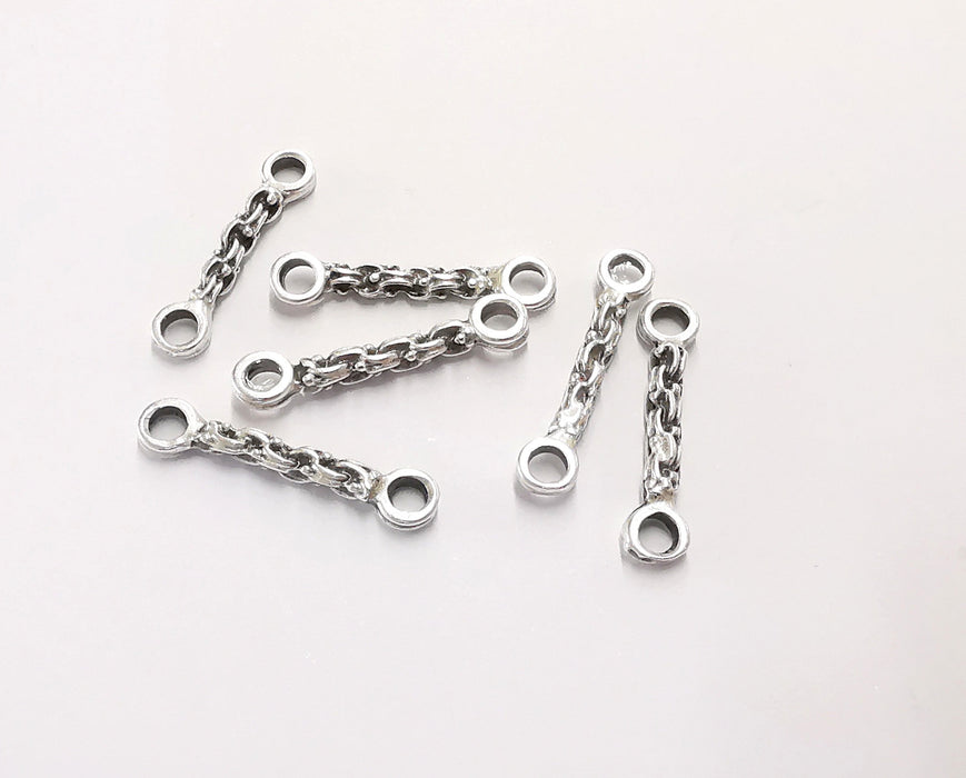 10 Chain Shape Connector Findings Antique Silver Plated Findings (28x6mm)  G20544