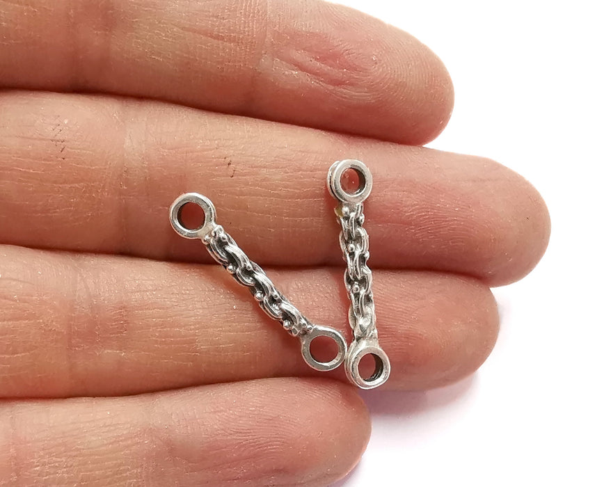 10 Chain Shape Connector Findings Antique Silver Plated Findings (28x6mm)  G20544