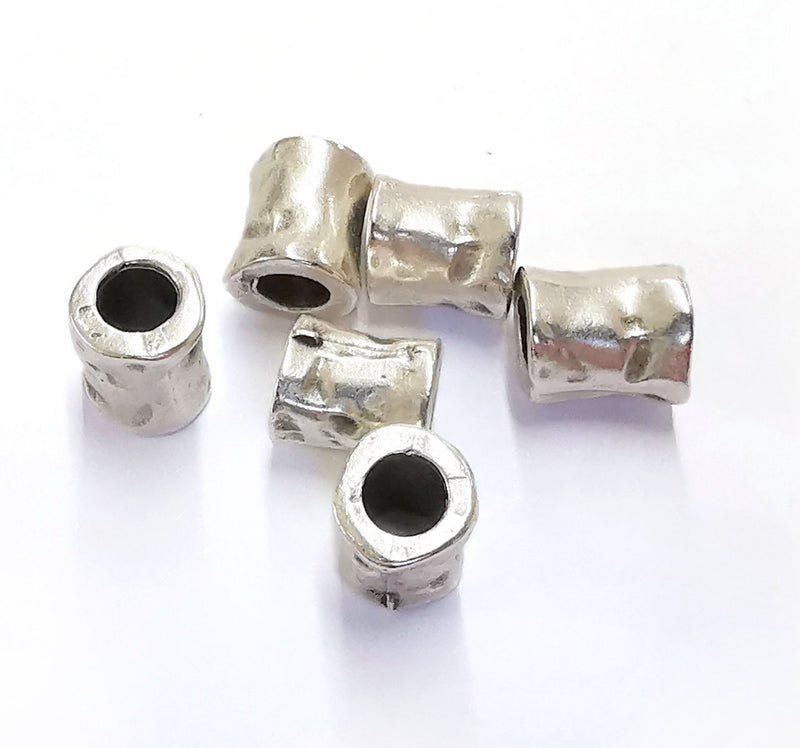 5 Silver Rondelle Beads Antique Silver Plated Beads (11x9mm)  G24230