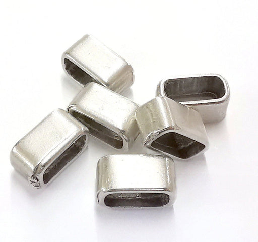 5 Silver Rondelle Beads Antique Silver Plated Beads (14x8mm)  G20539