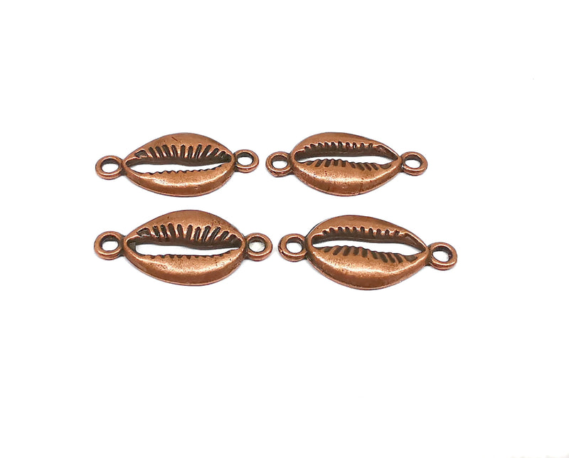 10 Sea shell Connector Charms Antique Copper Plated Charms (27x14mm) G19970