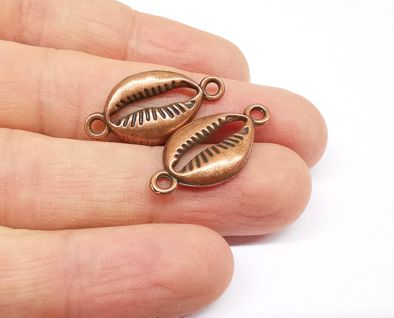 10 Sea shell Connector Charms Antique Copper Plated Charms (27x14mm) G19970