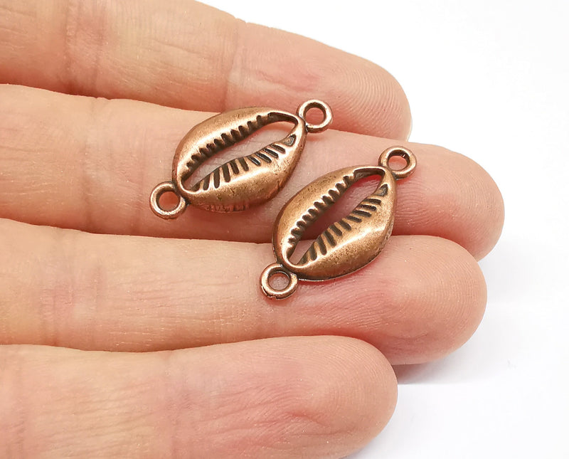 10 Sea shell Connector Charms Antique Copper Plated Charms (27x14mm) G19970