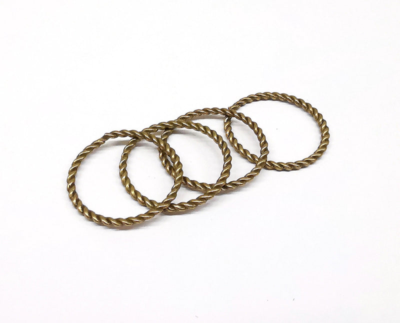 10 Twisted Circle Findings Antique Bronze Plated Circle (25 mm)  G20691