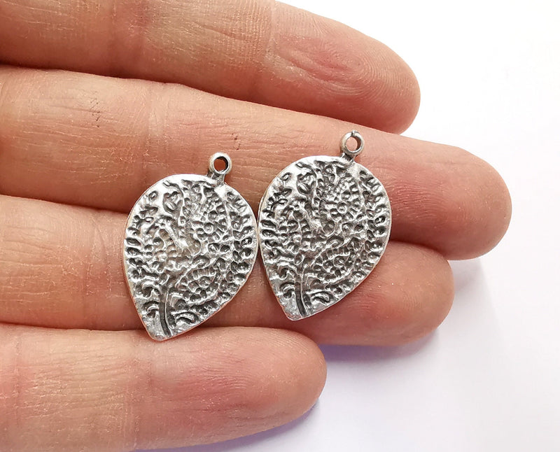 4 Leaf Charms Antique Silver Plated Charms (29x20mm)  G20555