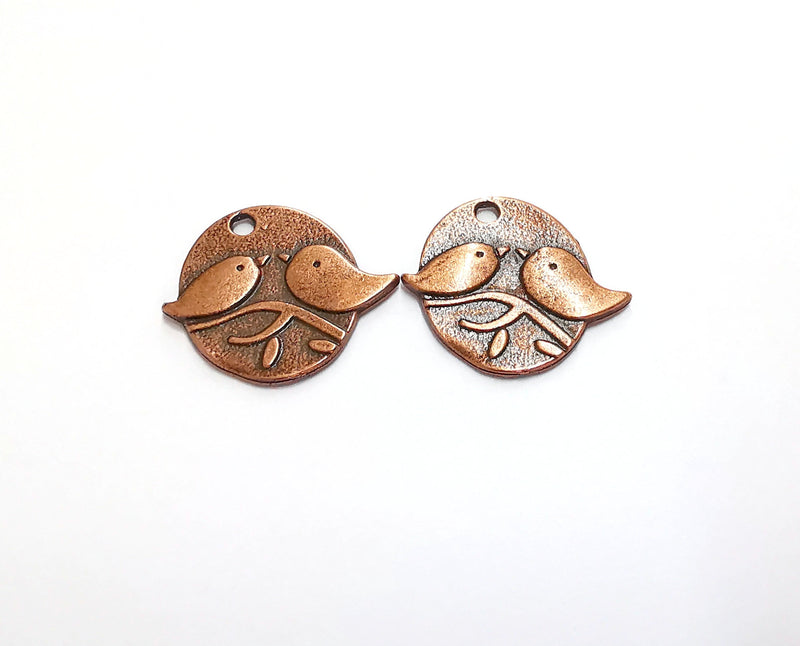 2 Bird Charms Antique Copper Plated Charms (23x26mm) G20565