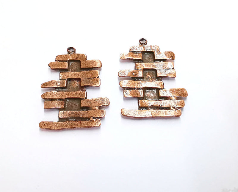 2 Copper Charms Antique Copper Plated Charms (35x26mm) G20571