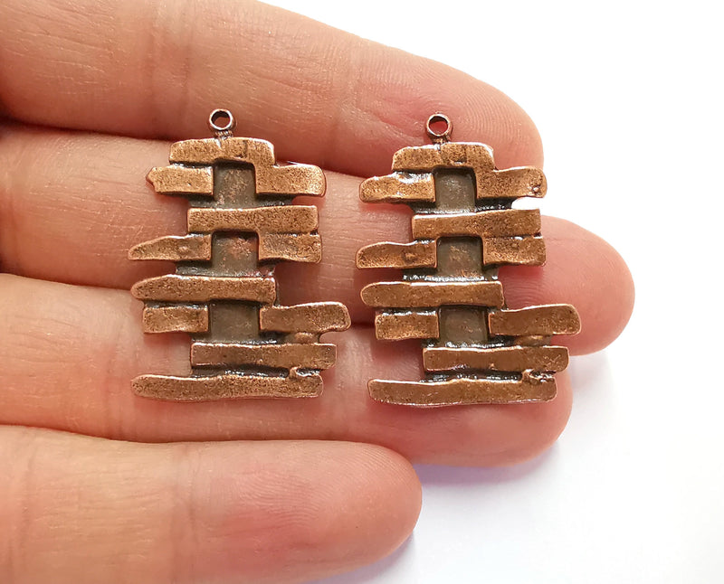 2 Copper Charms Antique Copper Plated Charms (35x26mm) G20571