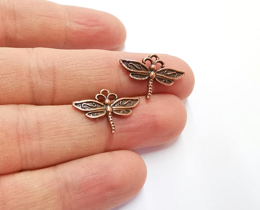 10 Dragonfly Charms Antique Copper Plated Charms (15x22mm) G20575