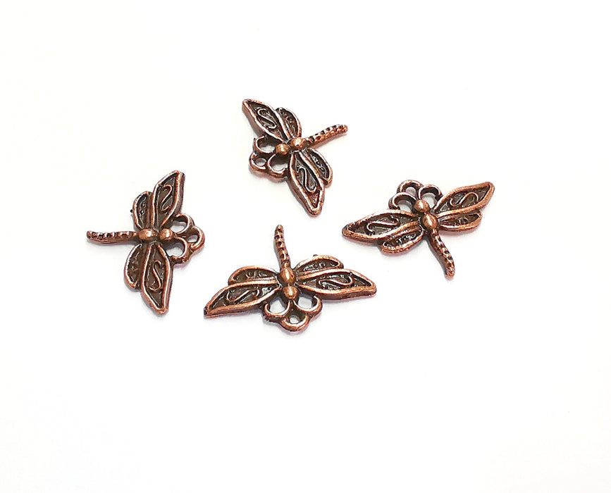 10 Dragonfly Charms Antique Copper Plated Charms (15x22mm) G20575