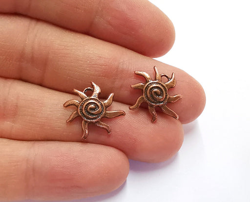 10 Sun Charms Antique Copper Plated Charms (16x15mm) G20578