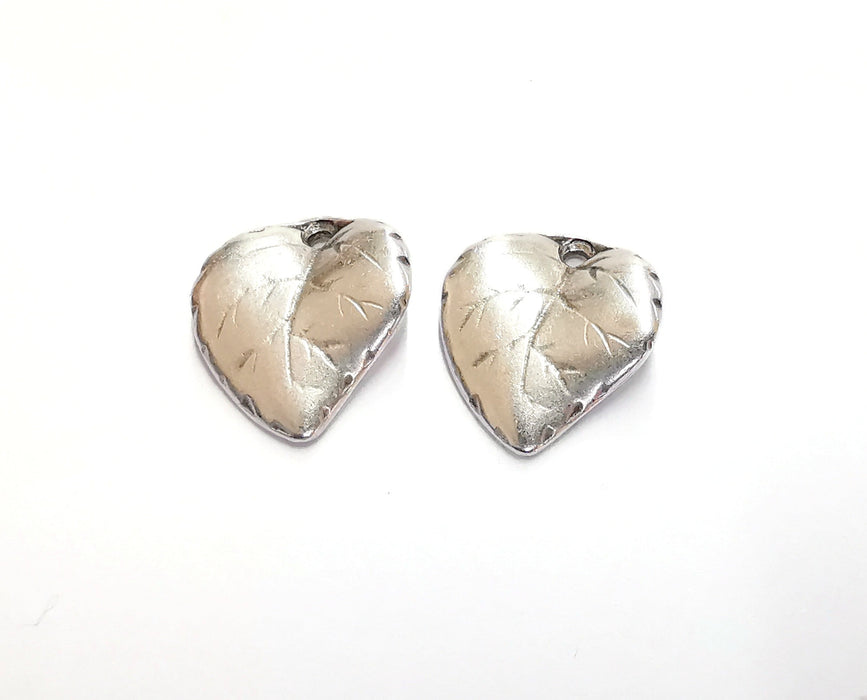 2 Leaf Charms Antique Silver Plated Charms (24x22mm)  G20585