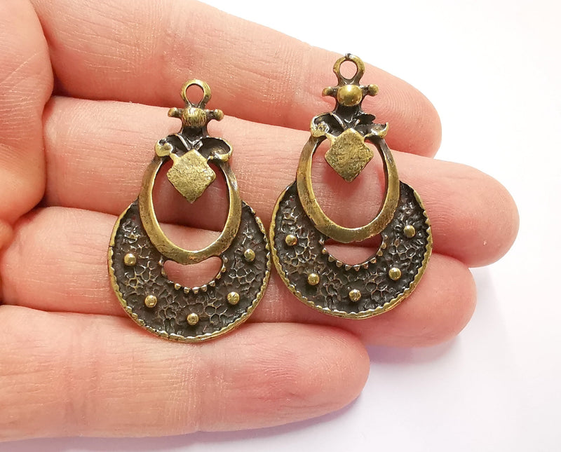 2 Antique Bronze Charms Antique Bronze Plated Charms (42x26mm) G20593