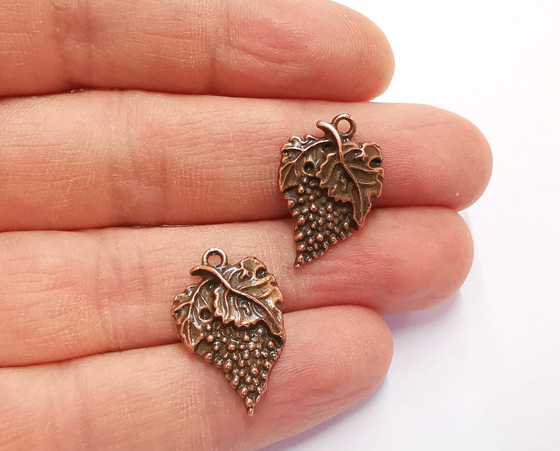 6 Bunch of Grapes Charms Antique Copper Plated Charms (23x15mm) G20597
