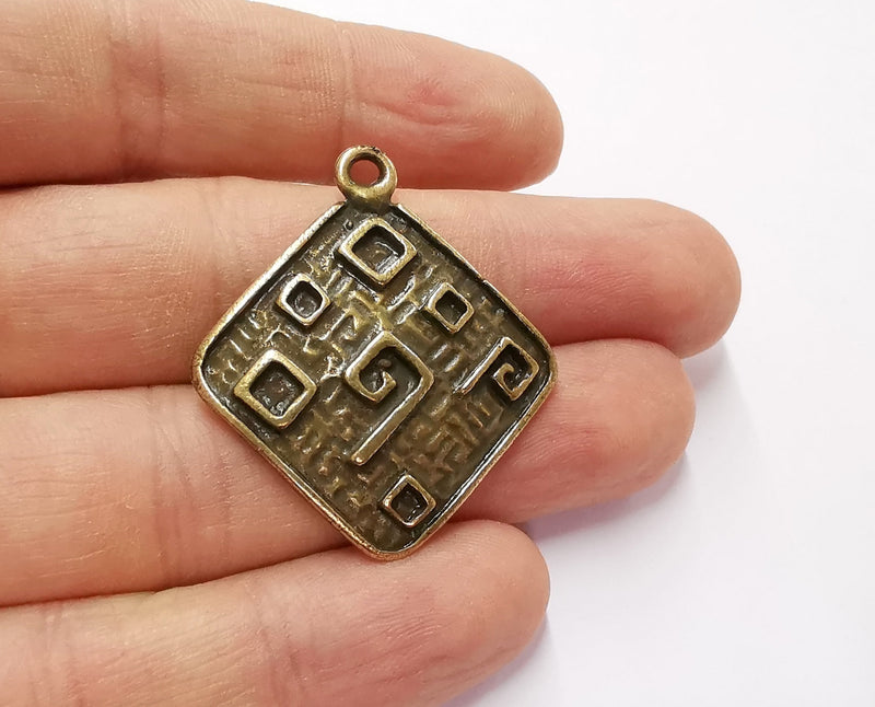 2 Cambered Charms Antique Bronze Plated Charms (39x35mm) G20606