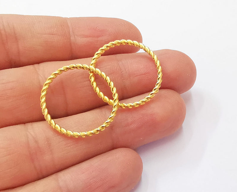 5 Twisted Circle Findings Gold Plated Circle (25 mm)  G20036