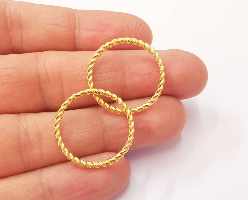 5 Twisted Circle Findings Gold Plated Circle (25 mm)  G20036