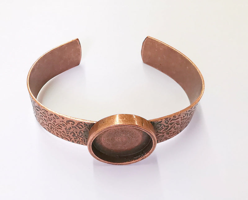 Bracelet Blank Resin Bangle Dry Flower inlay Blank Cuff Bezel Glass Cabochon Base Textured Adjustable Antique Copper (20mm ) G20038
