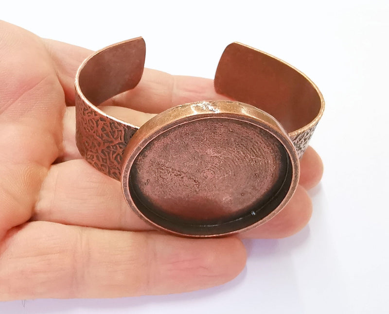 Bracelet Blank Resin Bangle Dry Flower inlay Blank Cuff Bezel Glass Cabochon Base Textured Adjustable Antique Copper (40mm ) G20039
