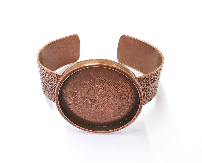 Bracelet Blank Resin Bangle Dry Flower inlay Blank Cuff Bezel Glass Cabochon Base Textured Adjustable Antique Copper (40mm ) G20039