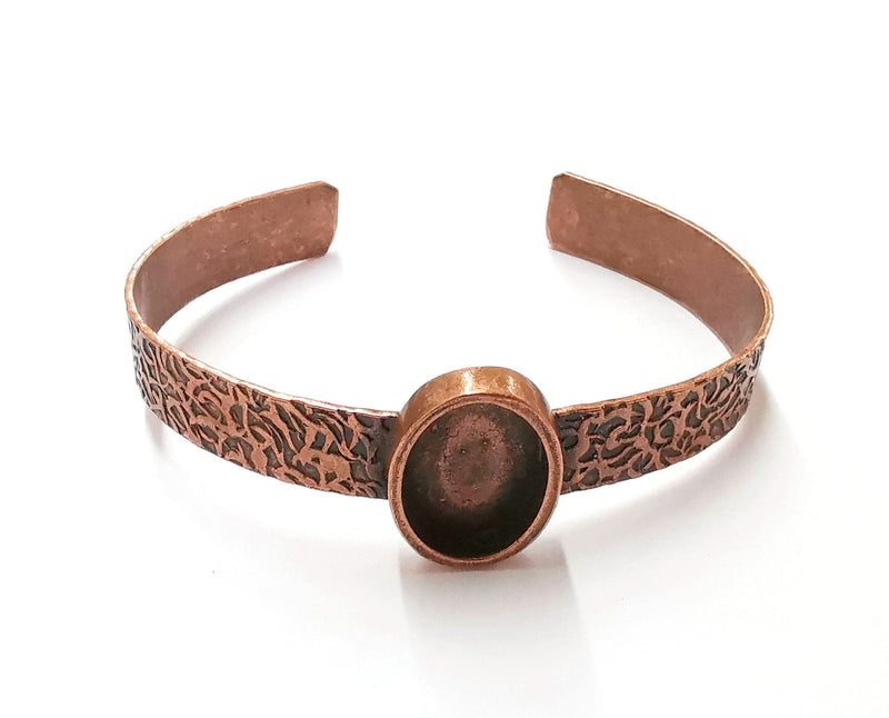 Bracelet Blank Resin Bangle Dry Flower inlay Blank Cuff Bezel Glass Cabochon Base Textured Adjustable Antique Copper (18x13mm ) G20048