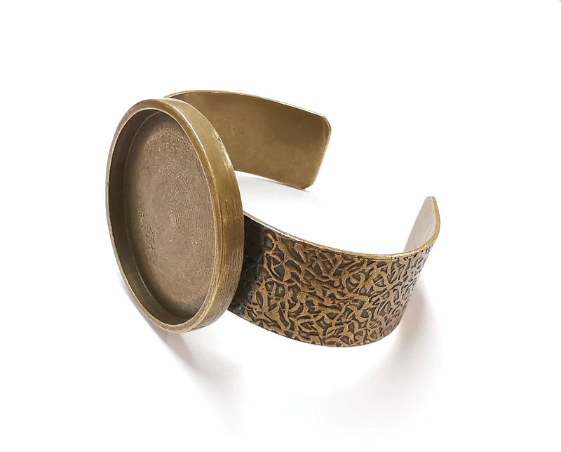 Bracelet Blank Resin Bangle Dry Flower inlay Blank Cuff Bezel Glass Cabochon Base Textured Adjustable Antique Bronze (40mm ) G20050