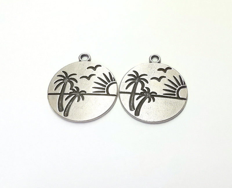 2 Summer Charms Antique Silver Plated Charms (30x25mm)  G20625