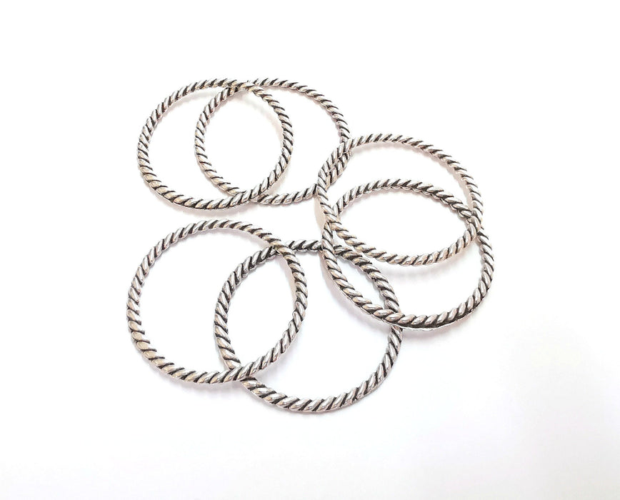 10 Twisted Circle Findings Antique Silver Plated Circle (30 mm)  G20626