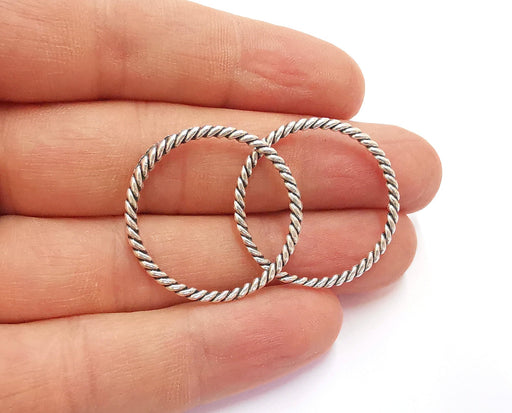 10 Twisted Circle Findings Antique Silver Plated Circle (30 mm)  G20626