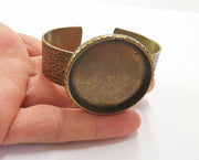 Bracelet Blank Resin Bangle Dry Flower inlay Blank Cuff Bezel Glass Cabochon Base Hammered Adjustable Antique Bronze (40mm ) G20056