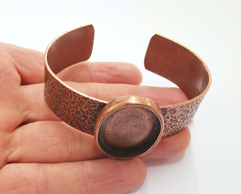 Bracelet Blank Resin Bangle Dry Flower inlay Blank Cuff Bezel Glass Cabochon Base Textured Adjustable Antique Copper (30x22mm ) G20058