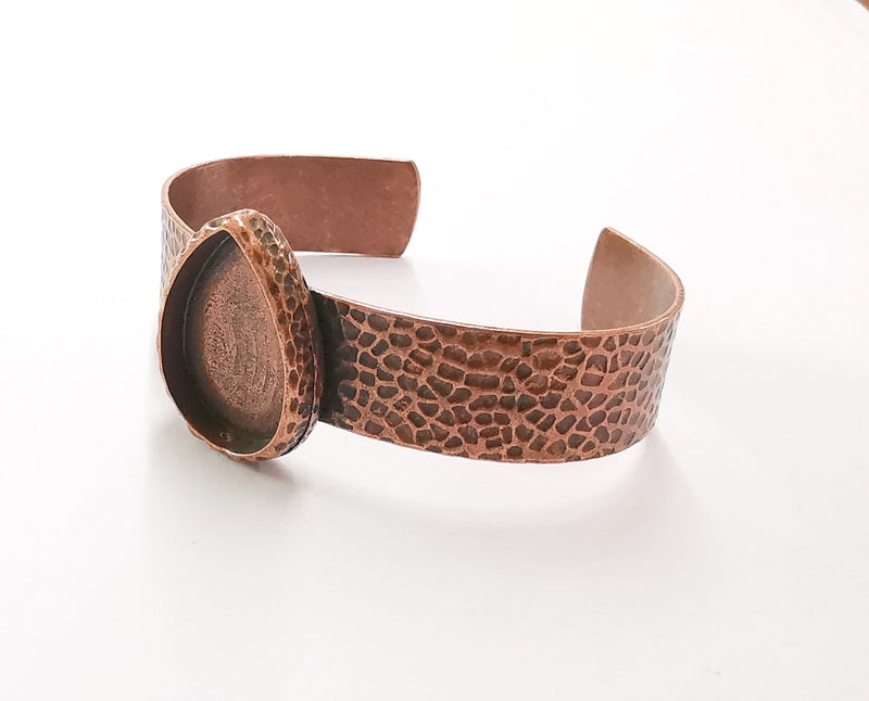 Bracelet Blank Resin Bangle Dry Flower inlay Blank Cuff Bezel Glass Cabochon Base Hammered Adjustable Antique Copper (25x18mm ) G20060