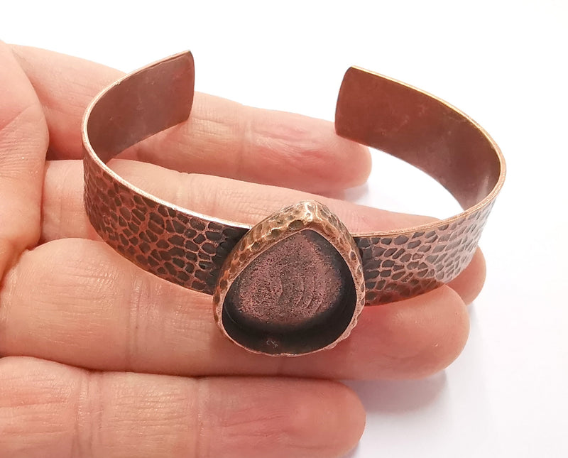 Bracelet Blank Resin Bangle Dry Flower inlay Blank Cuff Bezel Glass Cabochon Base Hammered Adjustable Antique Copper (25x18mm ) G20060