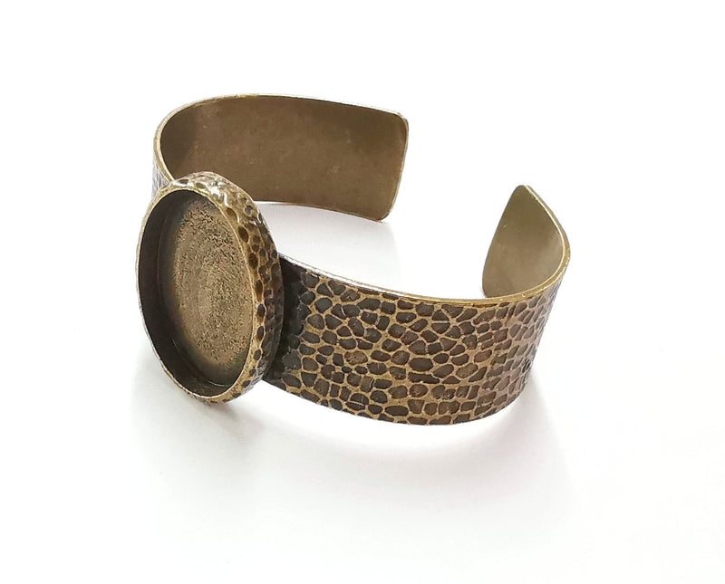 Bracelet Blank Resin Bangle Dry Flower inlay Blank Cuff Bezel Glass Cabochon Base Hammered Adjustable Antique Bronze (30x22mm ) G20062