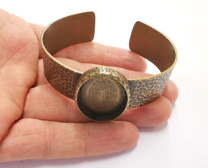 Bracelet Blank Resin Bangle Dry Flower inlay Blank Cuff Bezel Glass Cabochon Base Hammered Adjustable Antique Bronze (30x22mm ) G20062