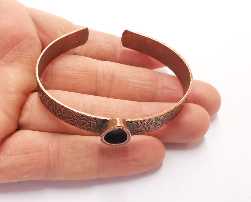 Bracelet Blank Resin Bangle Dry Flower inlay Blank Cuff Bezel Glass Cabochon Base Textured Adjustable Antique Copper (10x8mm ) G23864