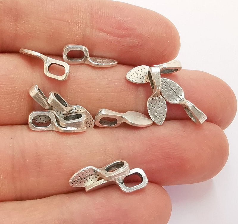 10 Glue On Bails Antique Silver Plated Findings (15x5 mm)  G20629
