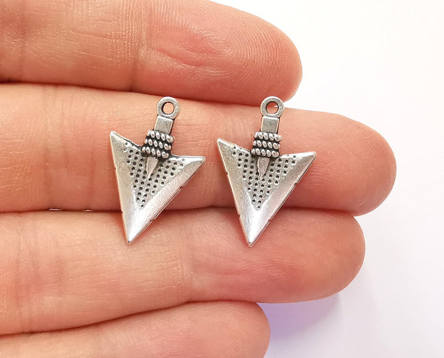 10 Arrowhead Charms Antique Silver Plated Charms (23x15mm) G20632