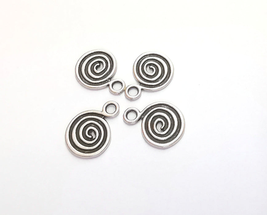 10 Spiral Charms Antique Silver Plated Charms (17x12mm)  G20633