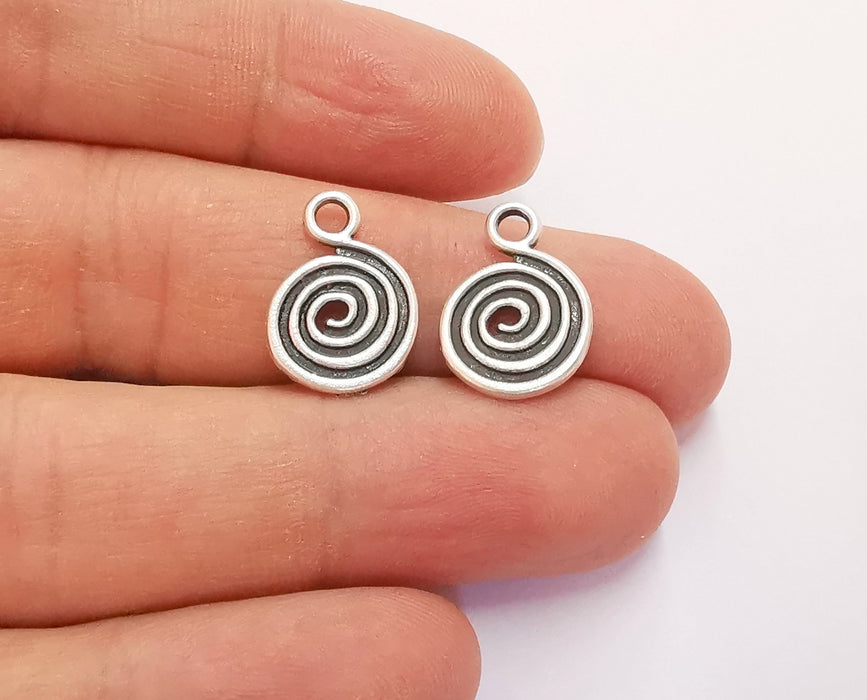 10 Spiral Charms Antique Silver Plated Charms (17x12mm)  G20633