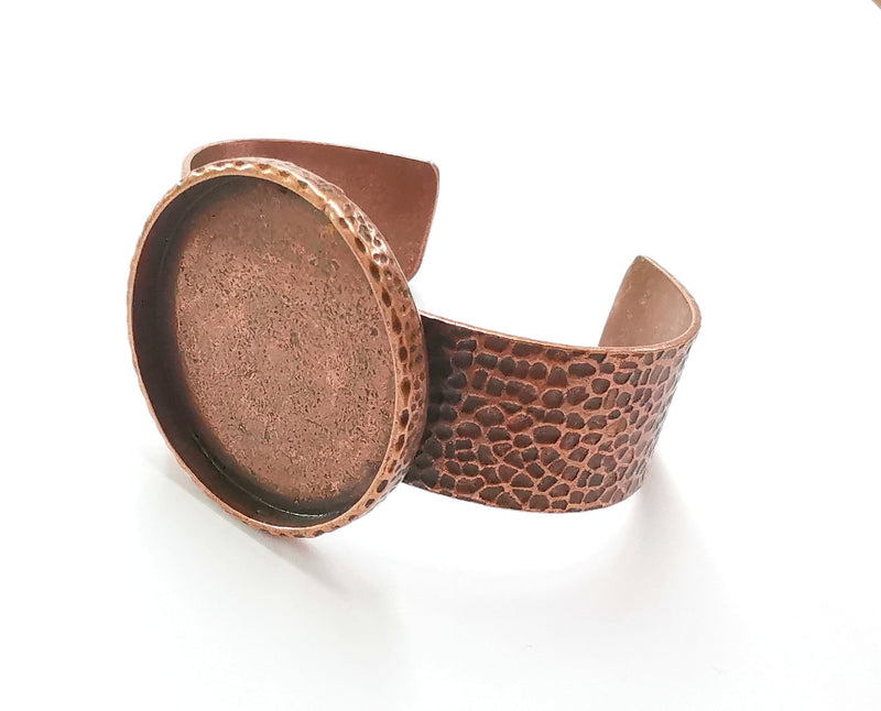 Bracelet Blank Resin Bangle Dry Flower inlay Blank Cuff Bezel Glass Cabochon Base Hammered Adjustable Antique Copper (40mm ) G21015