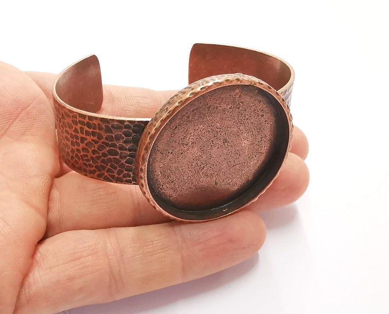 Bracelet Blank Resin Bangle Dry Flower inlay Blank Cuff Bezel Glass Cabochon Base Hammered Adjustable Antique Copper (40mm ) G21015
