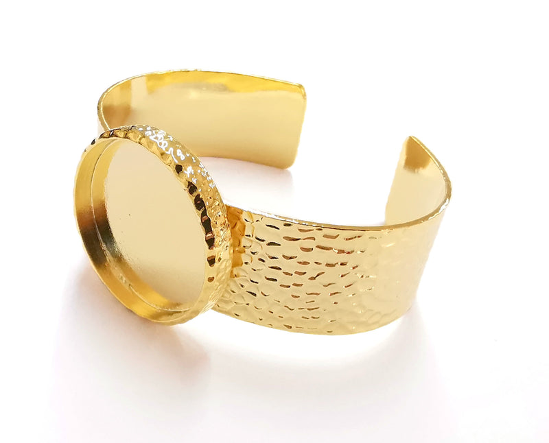 Bracelet Blank Resin Bangle Dry Flower inlay Blank Cuff Bezel Glass Cabochon Base Textured Adjustable Gold Plated  (30x22mm ) G20071