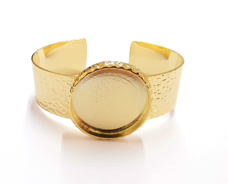 Bracelet Blank Resin Bangle Dry Flower inlay Blank Cuff Bezel Glass Cabochon Base Textured Adjustable Gold Plated  (30x22mm ) G20071