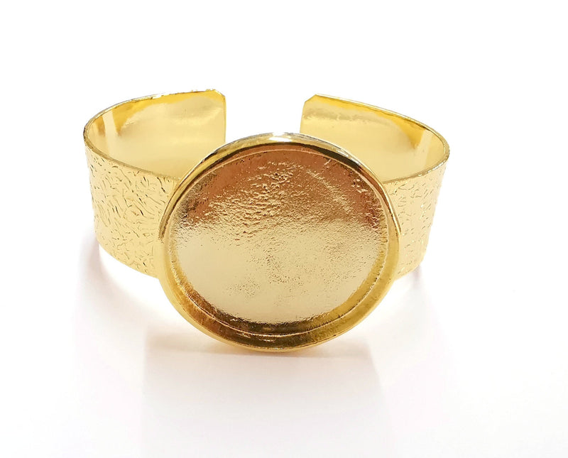 Bracelet Blank Resin Bangle Dry Flower inlay Blank Cuff Bezel Glass Cabochon Base Textured Adjustable Gold Plated  (35mm ) G20075