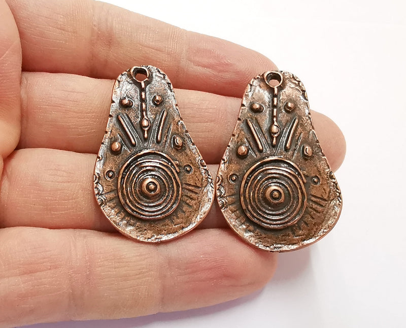 2 Copper Charms Antique Copper Plated Charms (43x27mm)  G20076