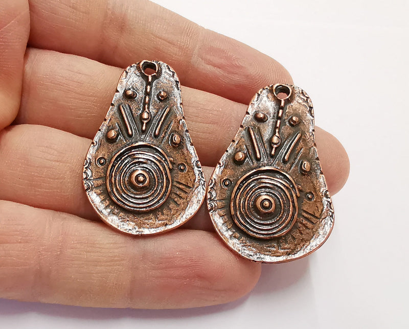 2 Copper Charms Antique Copper Plated Charms (43x27mm)  G20076