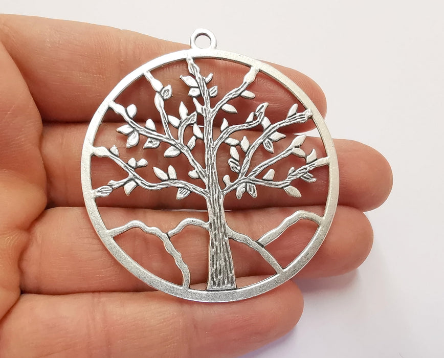 Tree Pendant Antique Silver Plated Pendant (62x57mm) G20646