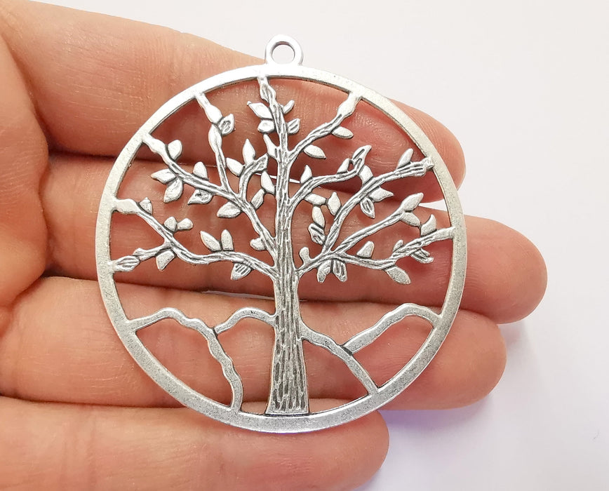 Tree Pendant Antique Silver Plated Pendant (62x57mm) G20646